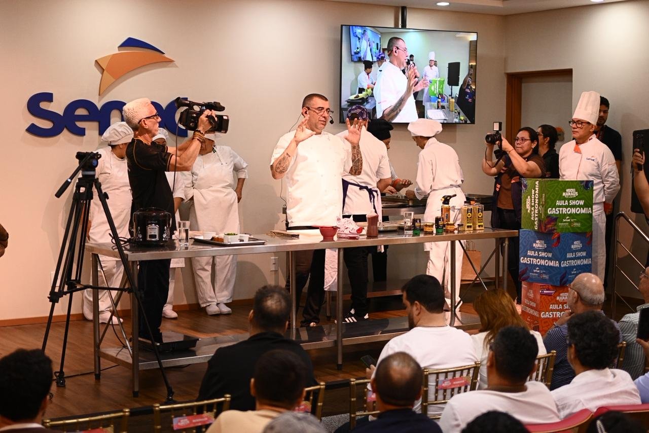 Aula-Show de Gastronomia com Jefferson Rueda em Manaus reúne chefs e estudantes para intercâmbio