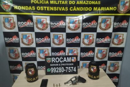 PMAM prende duas pessoas e apreende adolescente de 17 anos com arma de fogo