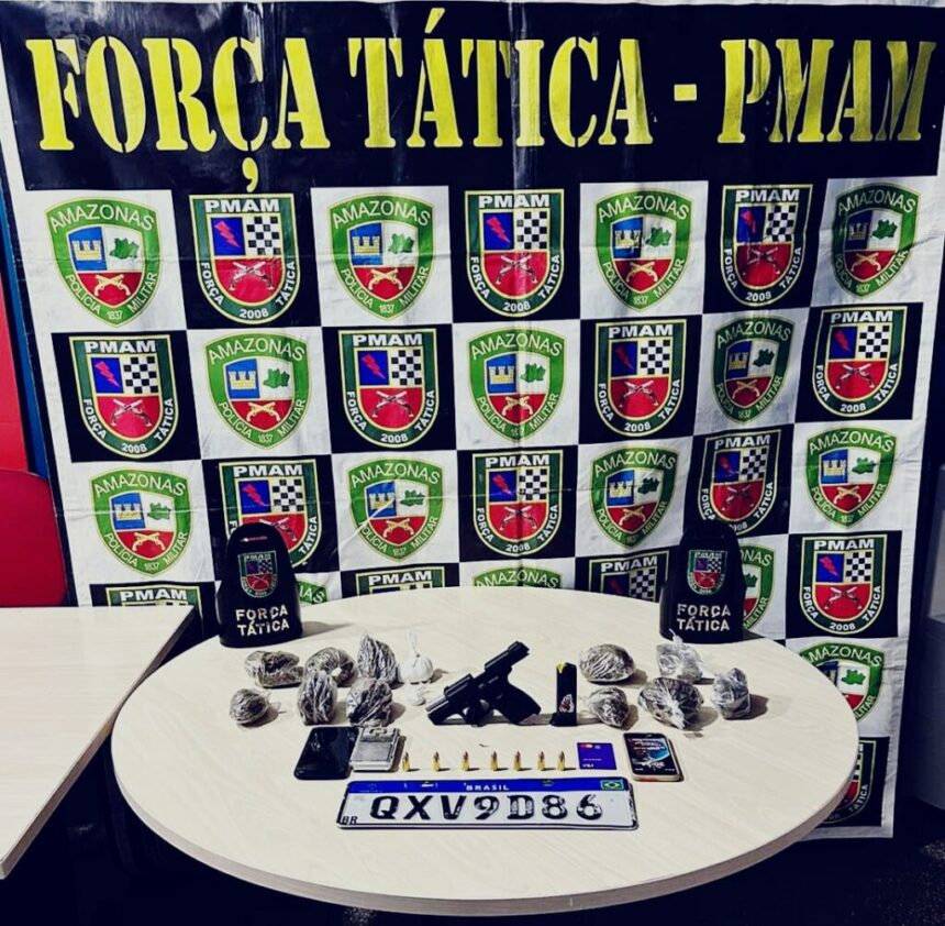 ​Homem é preso pela Polícia Militar do Amazonas com arma de fogo e drogas