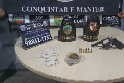 Cinco armas de fogo foram apreendidas pela Polícia Militar do Amazonas em Manaus e Região Metropolitana