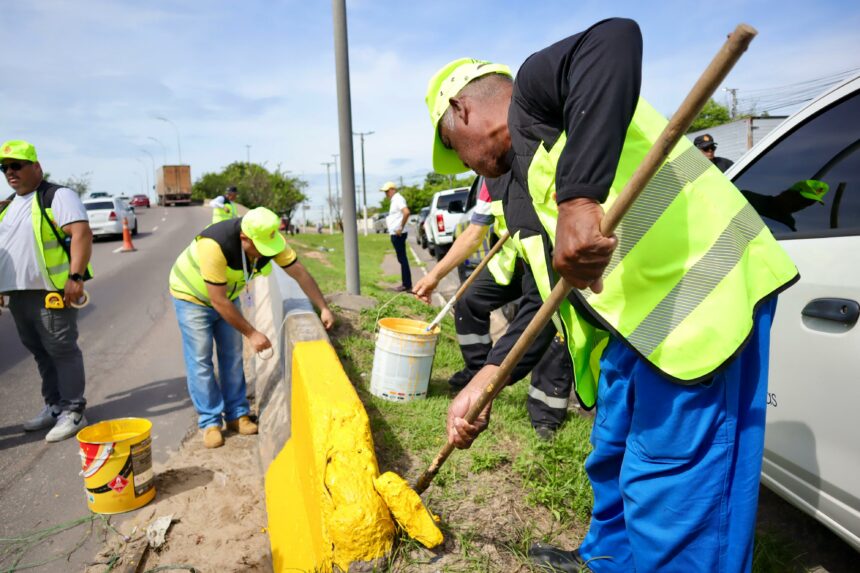 Viaduto de Flores recebe revitalização de sinalização viária