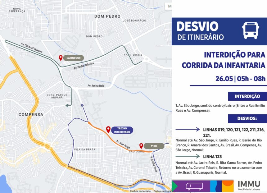 Trânsito terá desvio no São Jorge, no próximo domingo