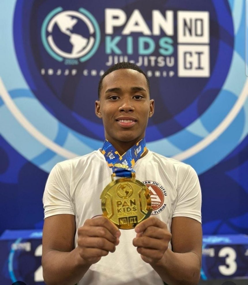 Com apoio da Prefeitura de Manaus, atleta Wenderson Maia conquista ouro no jiu-jitsu no Pan Kids No-Gi