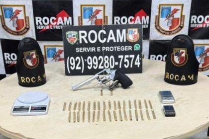 Polícia Militar do Amazonas prende uma mulher e apreende arma e drogas em ações distintas na capital