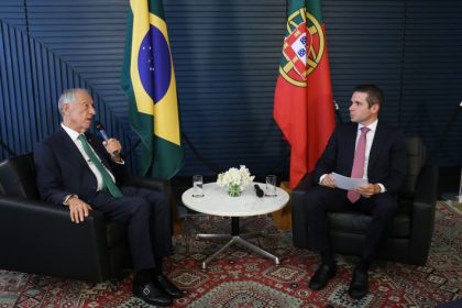 Em encontro na Câmara, Hugo Motta e presidente de Portugal criticam protecionismo