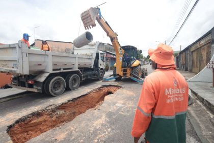 Prefeitura de Manaus recupera rede de drenagem na zona Centro-Sul da capital