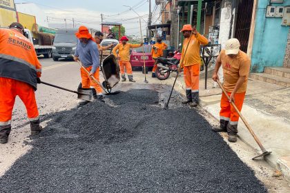 Prefeitura de Manaus avança com obras de asfaltamento em importante via do bairro Compensa