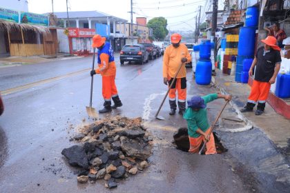 Prefeitura de Manaus revitaliza rede de drenagem profunda no bairro Santo Antônio