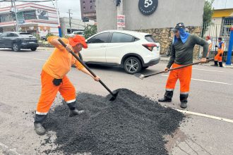 Prefeitura de Manaus reforça recuperação viária em corredores estratégicos do bairro Nossa Senhora das Graças
