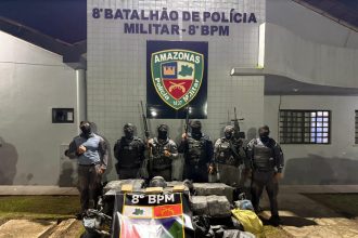 Polícia Militar do Amazonas apreende mais de 800 quilos de droga após patrulhamento fluvial no Alto Solimões