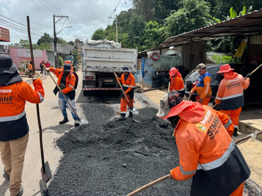 Ruas do bairro Tarumã recebem melhoria na mobilidade com serviços de recuperação asfáltica da prefeitura