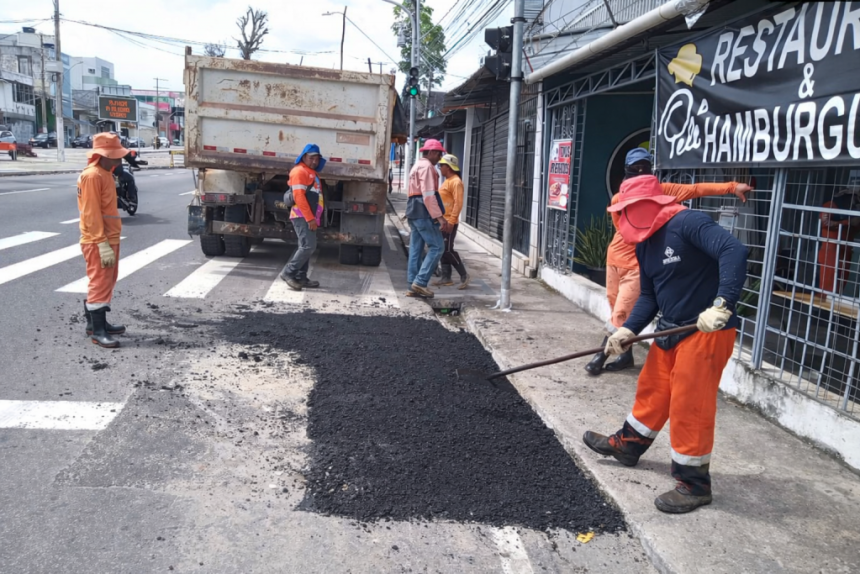 Prefeitura de Manaus intensifica recuperação asfáltica no Centro e impulsiona mobilidade e valorização da área