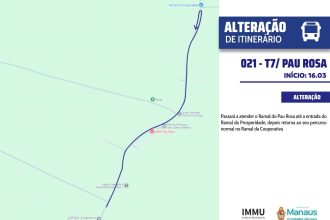 Prefeitura de Manaus estende linha 021 até o quilômetro 16 do ramal do Pau-Rosa para atender a comunidade escolar