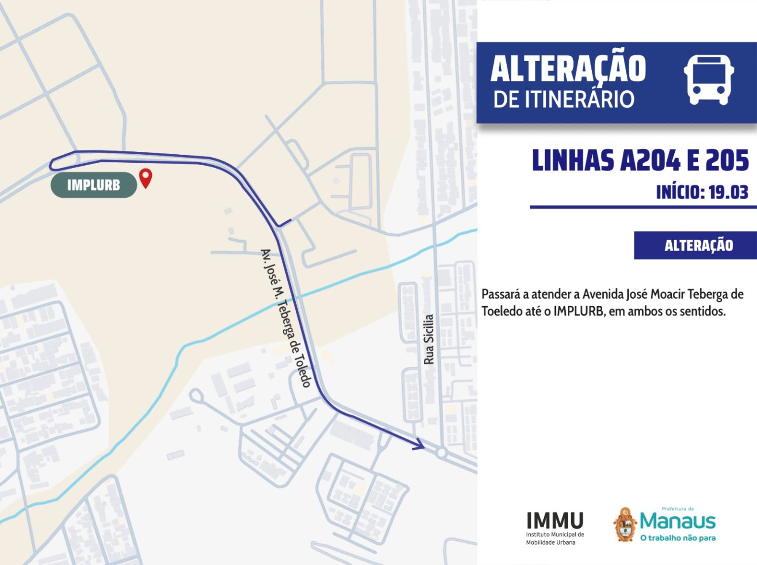 Linhas de ônibus A204 e A205 terão itinerário alterado para atender passageiros do Parque Mosaico