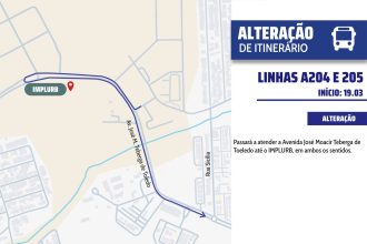Linhas de ônibus A204 e A205 terão itinerário alterado para atender passageiros do Parque Mosaico