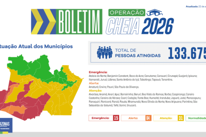 Governo do Amazonas divulga boletim sobre a cheia no estado, nesta quarta-feira (22/04)
