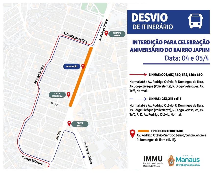 Prefeitura alerta para alterações no trânsito e transporte público devido às comemorações do aniversário do bairro Japiim