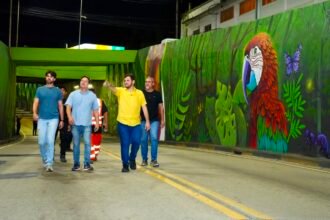 Prefeitura de Manaus avança na reforma da passagem inferior entre Constantino Nery e Theomário Pinto em obras noturnas